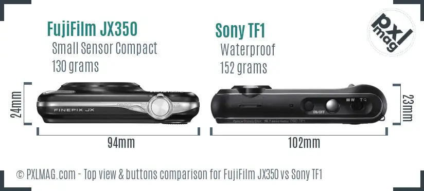 FujiFilm JX350 vs Sony TF1 top view buttons comparison