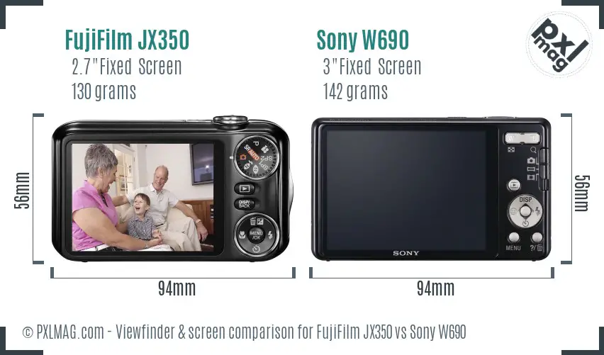 FujiFilm JX350 vs Sony W690 Screen and Viewfinder comparison FujiFilm JX350 vs Sony W690 Screen and Viewfinder comparison