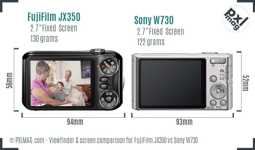 FujiFilm JX350 vs Sony W730 Screen and Viewfinder comparison FujiFilm JX350 vs Sony W730 Screen and Viewfinder comparison
