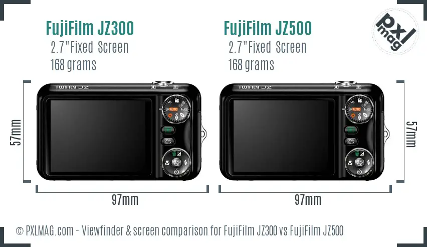 FujiFilm JZ300 vs FujiFilm JZ500 Screen and Viewfinder comparison