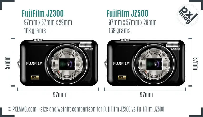FujiFilm JZ300 vs FujiFilm JZ500 size comparison
