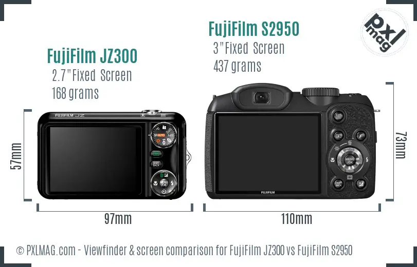 FujiFilm JZ300 vs FujiFilm S2950 Screen and Viewfinder comparison FujiFilm JZ300 vs FujiFilm S2950 Screen and Viewfinder comparison
