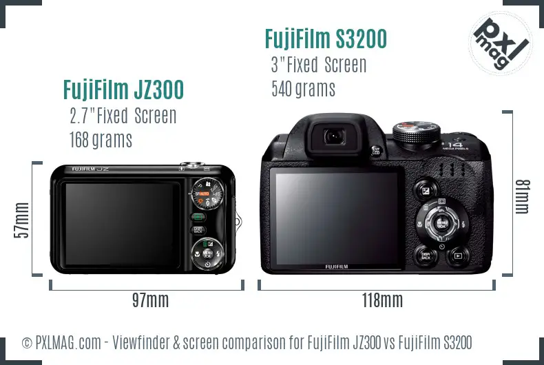 FujiFilm JZ300 vs FujiFilm S3200 Screen and Viewfinder comparison