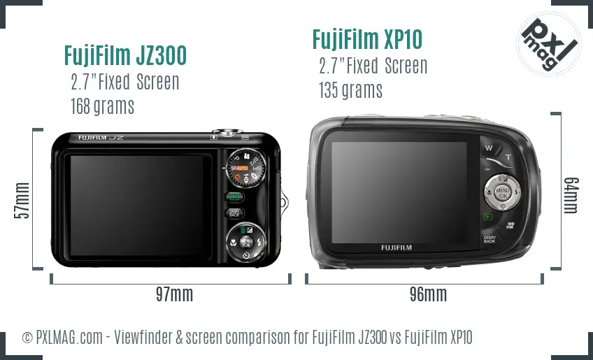 FujiFilm JZ300 vs FujiFilm XP10 Screen and Viewfinder comparison