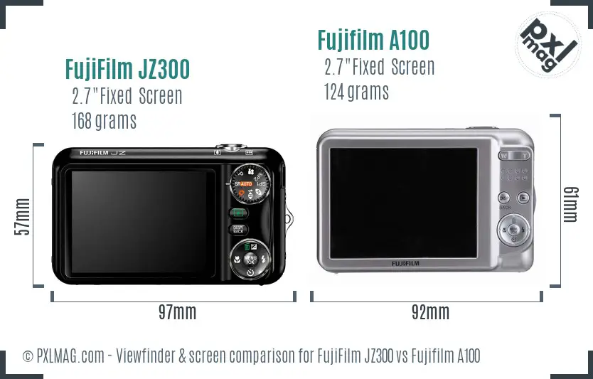 FujiFilm JZ300 vs Fujifilm A100 Screen and Viewfinder comparison