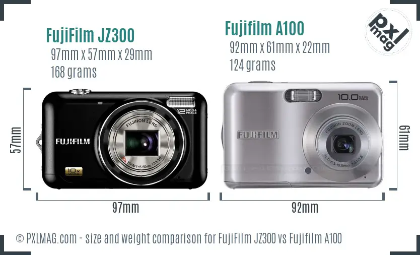 FujiFilm JZ300 vs Fujifilm A100 size comparison