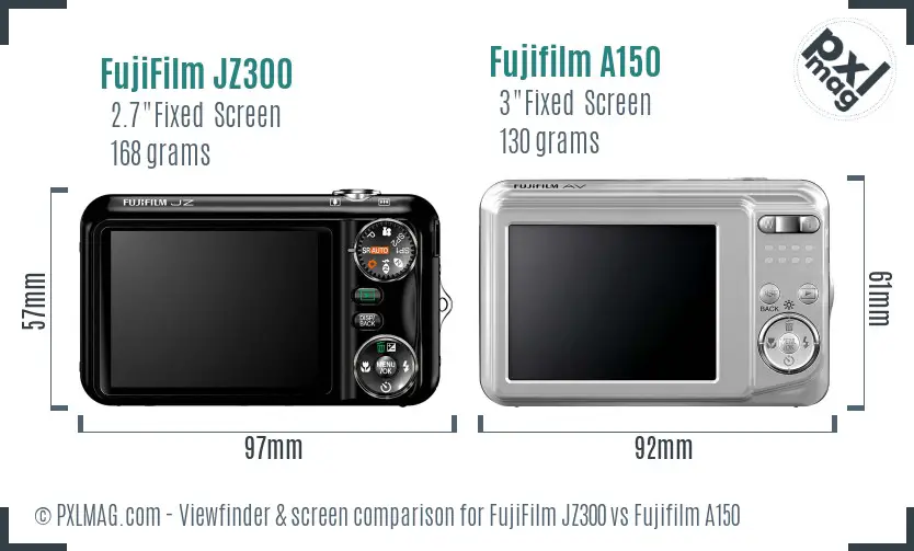 FujiFilm JZ300 vs Fujifilm A150 Screen and Viewfinder comparison