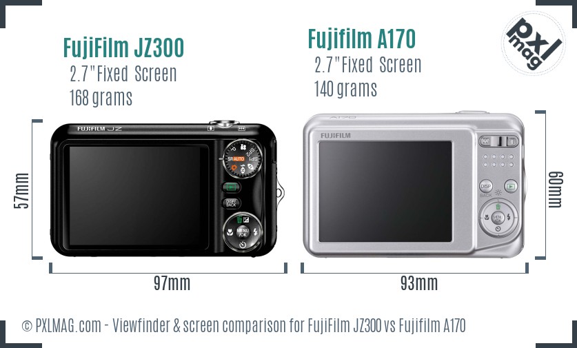 FujiFilm JZ300 vs Fujifilm A170 Screen and Viewfinder comparison
