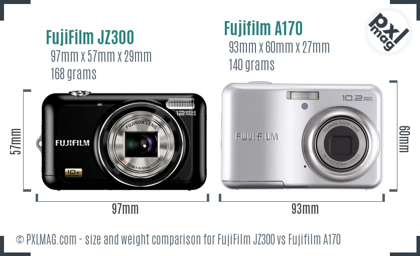FujiFilm JZ300 vs Fujifilm A170 size comparison FujiFilm JZ300 vs Fujifilm A170 size comparison