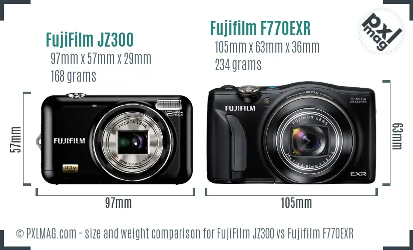 FujiFilm JZ300 vs Fujifilm F770EXR size comparison