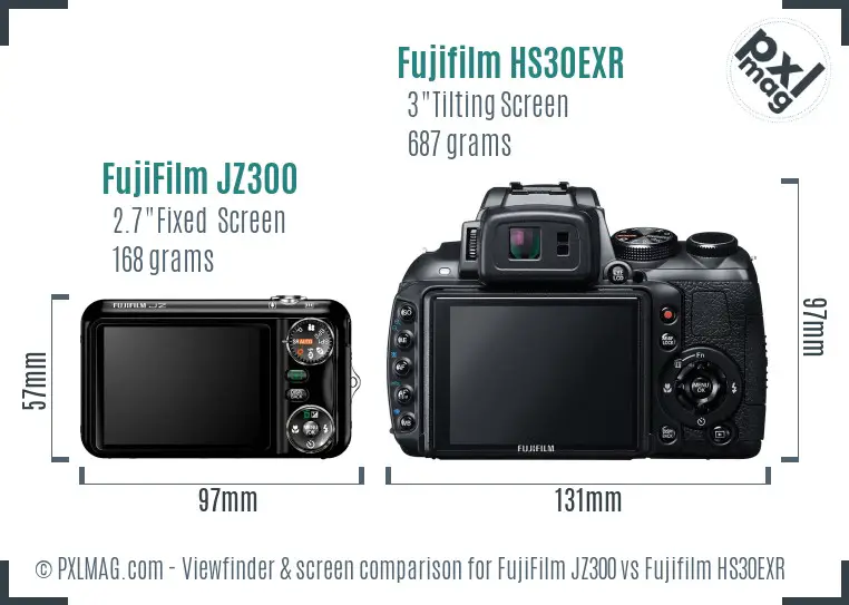 FujiFilm JZ300 vs Fujifilm HS30EXR Screen and Viewfinder comparison FujiFilm JZ300 vs Fujifilm HS30EXR Screen and Viewfinder comparison