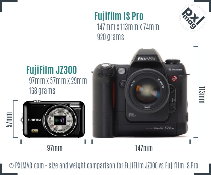 FujiFilm JZ300 vs Fujifilm IS Pro size comparison