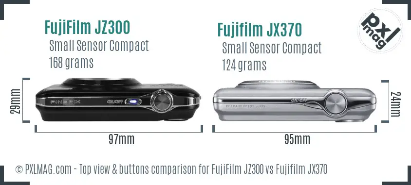 FujiFilm JZ300 vs Fujifilm JX370 top view buttons comparison