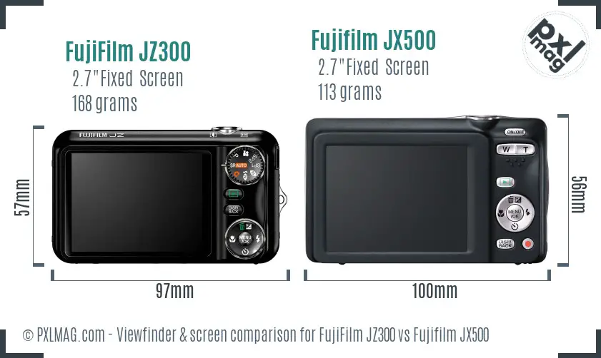 FujiFilm JZ300 vs Fujifilm JX500 Screen and Viewfinder comparison