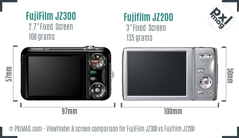 FujiFilm JZ300 vs Fujifilm JZ200 Screen and Viewfinder comparison