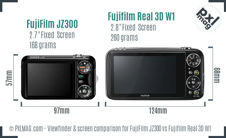 FujiFilm JZ300 vs Fujifilm Real 3D W1 Screen and Viewfinder comparison