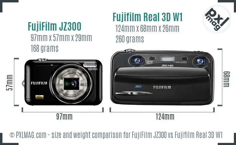 FujiFilm JZ300 vs Fujifilm Real 3D W1 size comparison