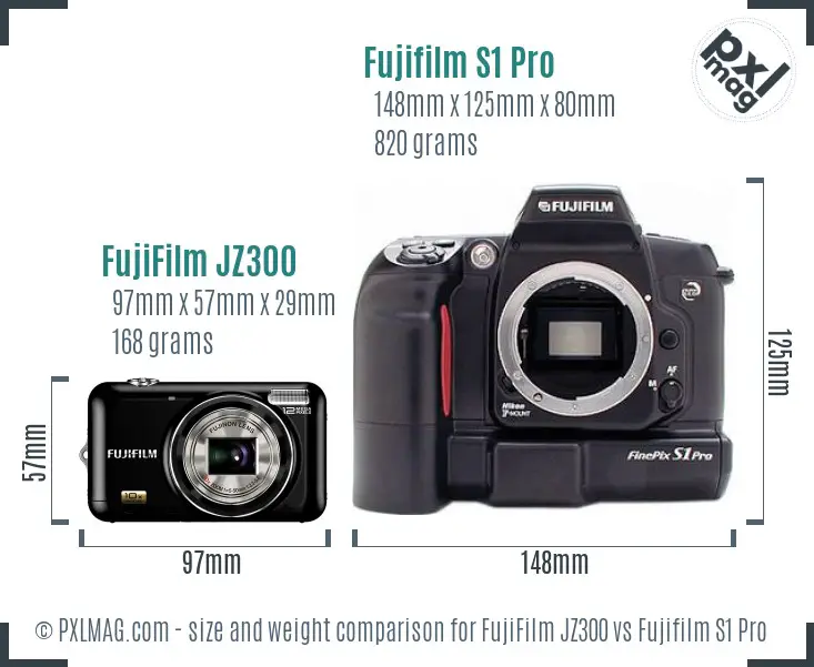 FujiFilm JZ300 vs Fujifilm S1 Pro size comparison