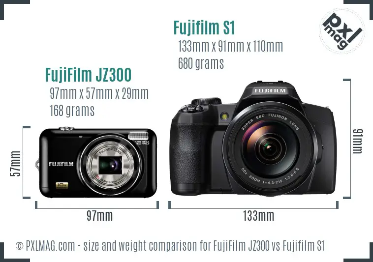 FujiFilm JZ300 vs Fujifilm S1 size comparison