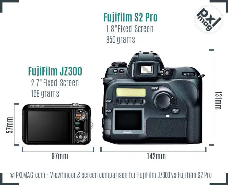 FujiFilm JZ300 vs Fujifilm S2 Pro Screen and Viewfinder comparison