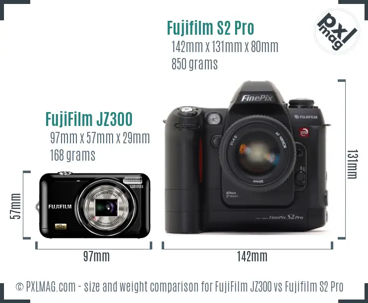 FujiFilm JZ300 vs Fujifilm S2 Pro size comparison