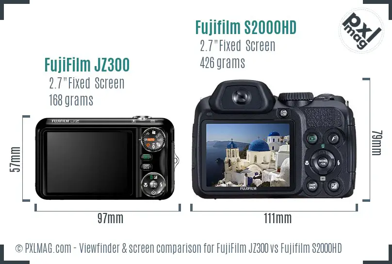 FujiFilm JZ300 vs Fujifilm S2000HD Screen and Viewfinder comparison