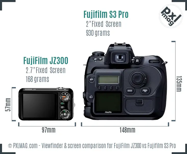 FujiFilm JZ300 vs Fujifilm S3 Pro Screen and Viewfinder comparison