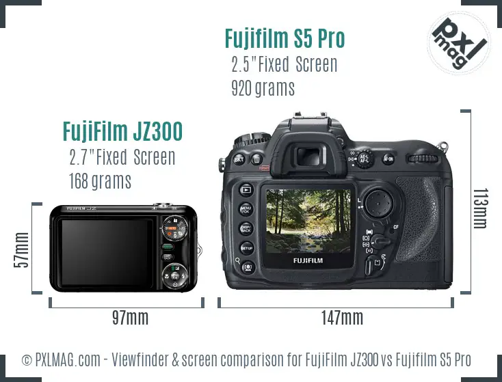 FujiFilm JZ300 vs Fujifilm S5 Pro Screen and Viewfinder comparison FujiFilm JZ300 vs Fujifilm S5 Pro Screen and Viewfinder comparison