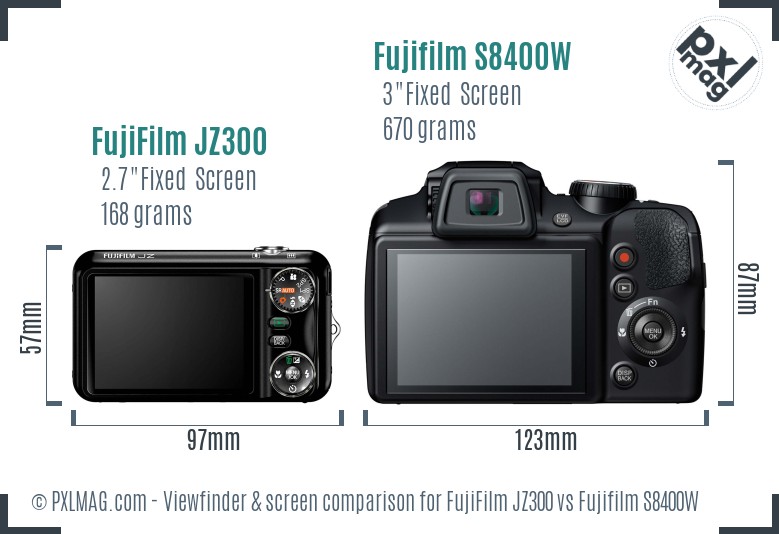 FujiFilm JZ300 vs Fujifilm S8400W Screen and Viewfinder comparison