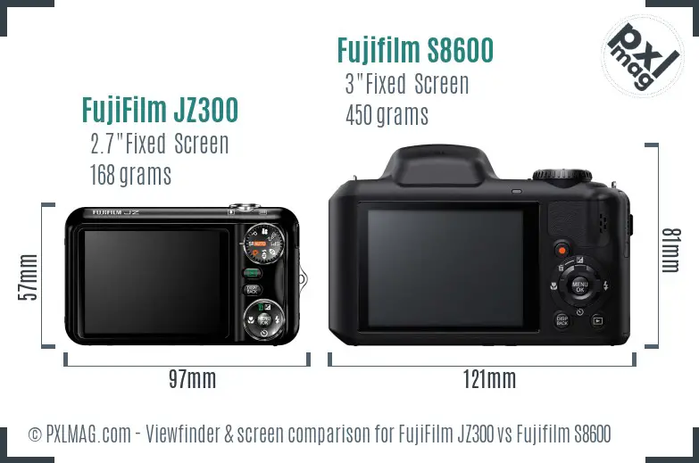 FujiFilm JZ300 vs Fujifilm S8600 Screen and Viewfinder comparison