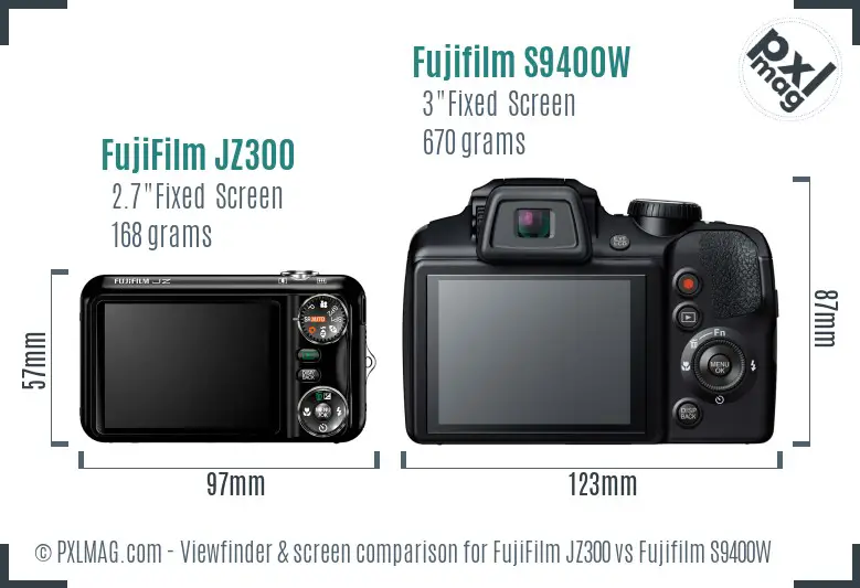 FujiFilm JZ300 vs Fujifilm S9400W Screen and Viewfinder comparison