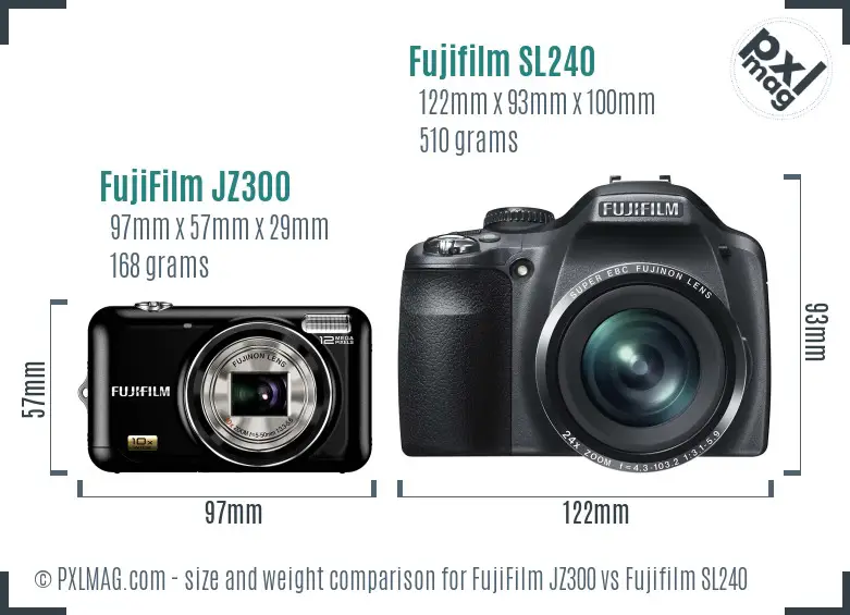 FujiFilm JZ300 vs Fujifilm SL240 size comparison