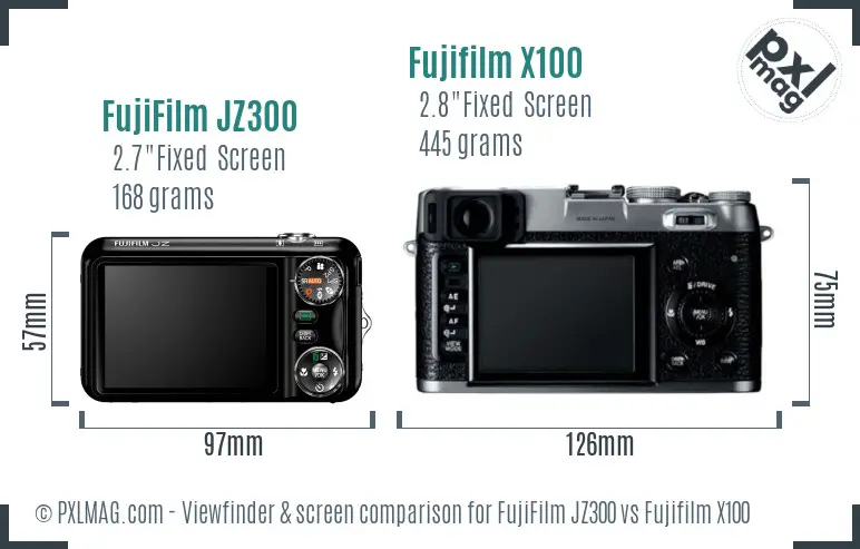 FujiFilm JZ300 vs Fujifilm X100 Screen and Viewfinder comparison