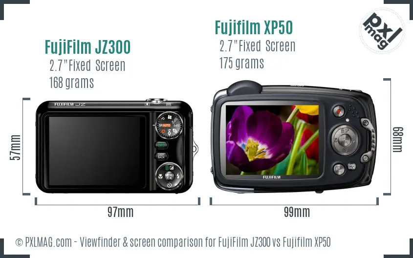 FujiFilm JZ300 vs Fujifilm XP50 Screen and Viewfinder comparison FujiFilm JZ300 vs Fujifilm XP50 Screen and Viewfinder comparison