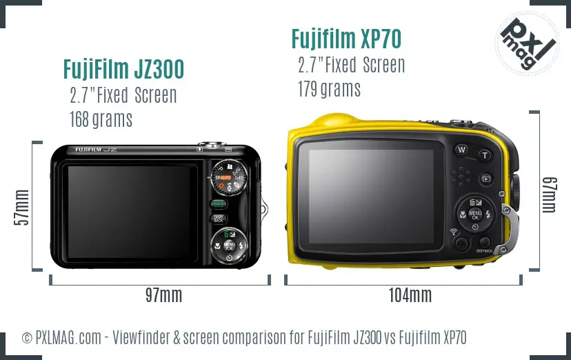 FujiFilm JZ300 vs Fujifilm XP70 Screen and Viewfinder comparison