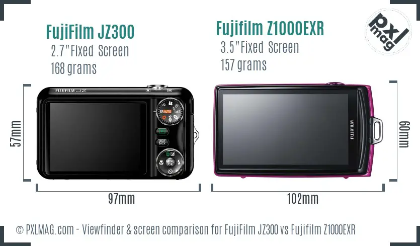 FujiFilm JZ300 vs Fujifilm Z1000EXR Screen and Viewfinder comparison
