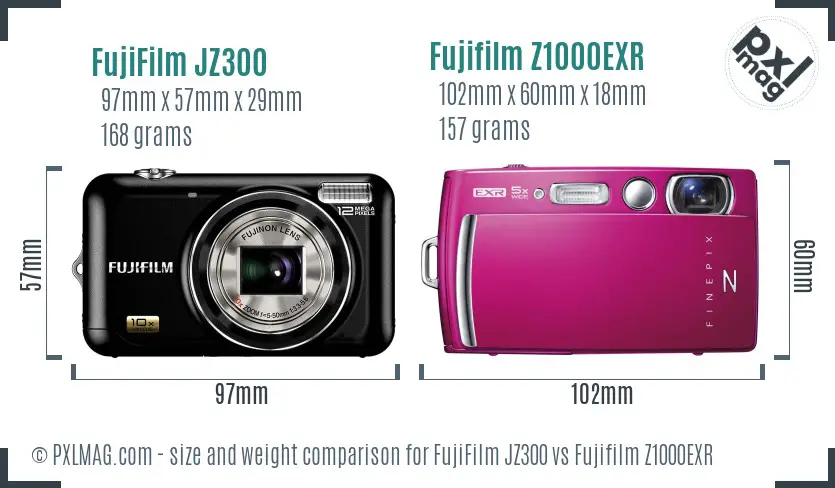 FujiFilm JZ300 vs Fujifilm Z1000EXR size comparison