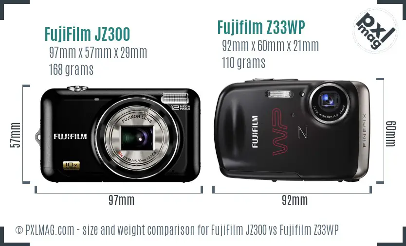 FujiFilm JZ300 vs Fujifilm Z33WP size comparison