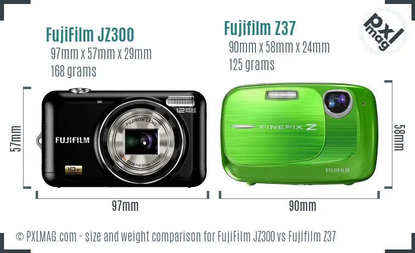 FujiFilm JZ300 vs Fujifilm Z37 size comparison FujiFilm JZ300 vs Fujifilm Z37 size comparison
