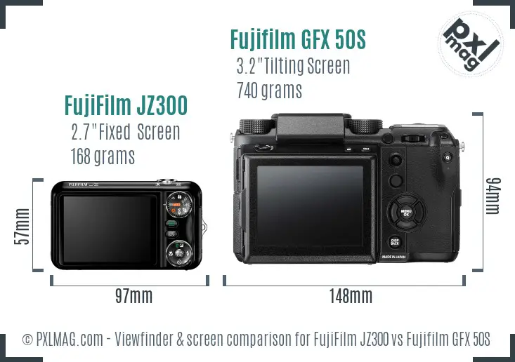 FujiFilm JZ300 vs Fujifilm GFX 50S Screen and Viewfinder comparison