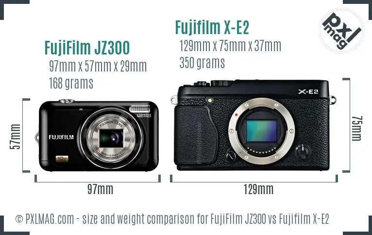 FujiFilm JZ300 vs Fujifilm X-E2 size comparison