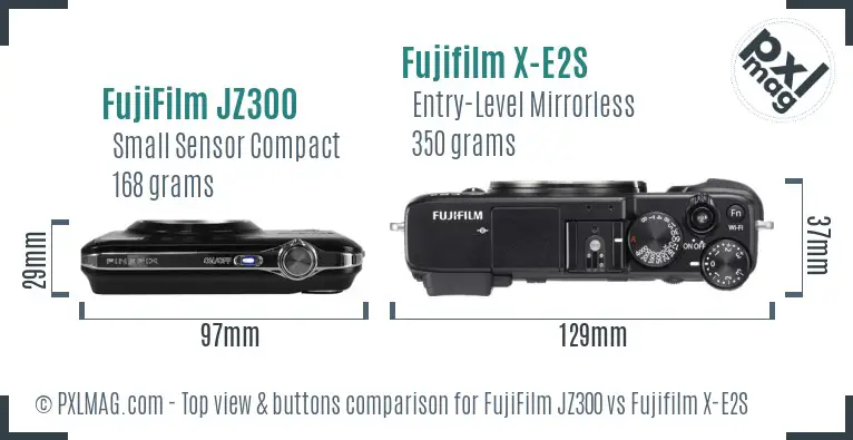FujiFilm JZ300 vs Fujifilm X-E2S top view buttons comparison