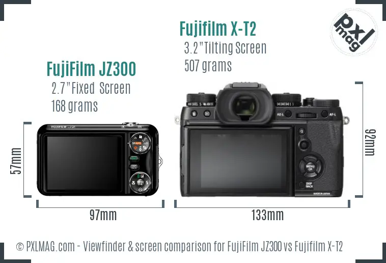 FujiFilm JZ300 vs Fujifilm X-T2 Screen and Viewfinder comparison