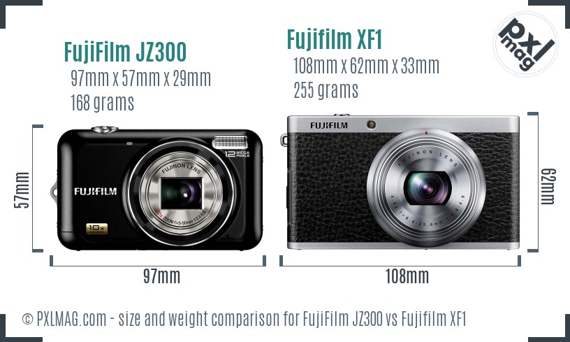FujiFilm JZ300 vs Fujifilm XF1 size comparison