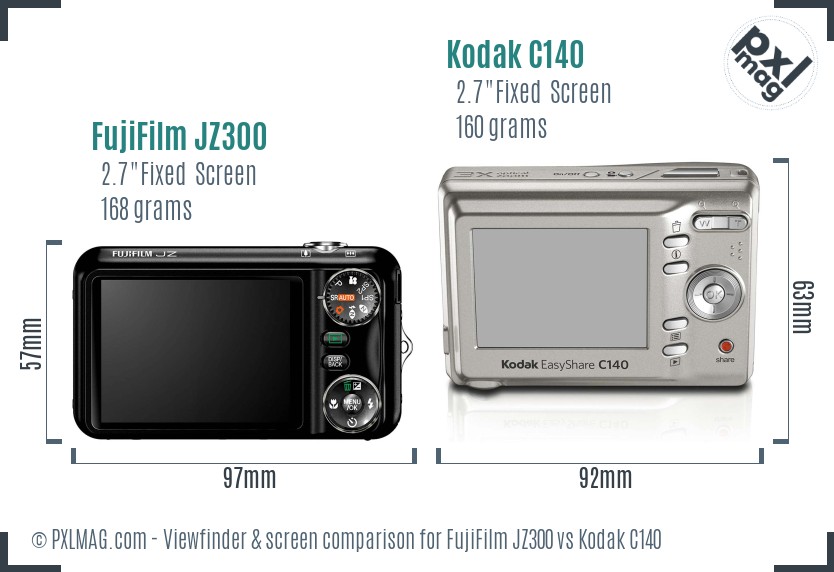 FujiFilm JZ300 vs Kodak C140 Screen and Viewfinder comparison