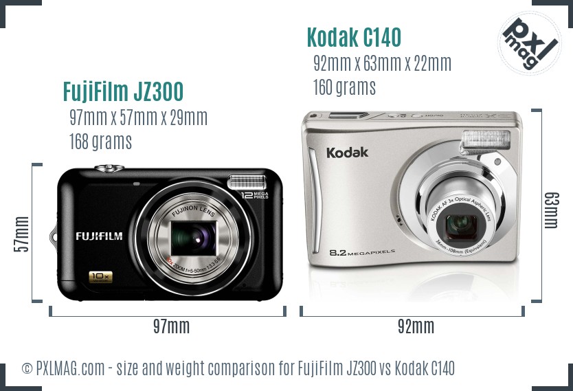 FujiFilm JZ300 vs Kodak C140 size comparison