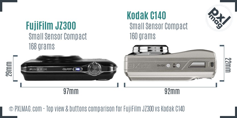 FujiFilm JZ300 vs Kodak C140 top view buttons comparison