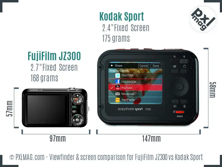 FujiFilm JZ300 vs Kodak Sport Screen and Viewfinder comparison