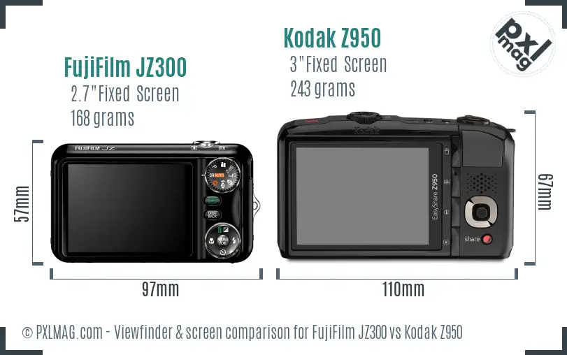 FujiFilm JZ300 vs Kodak Z950 Screen and Viewfinder comparison