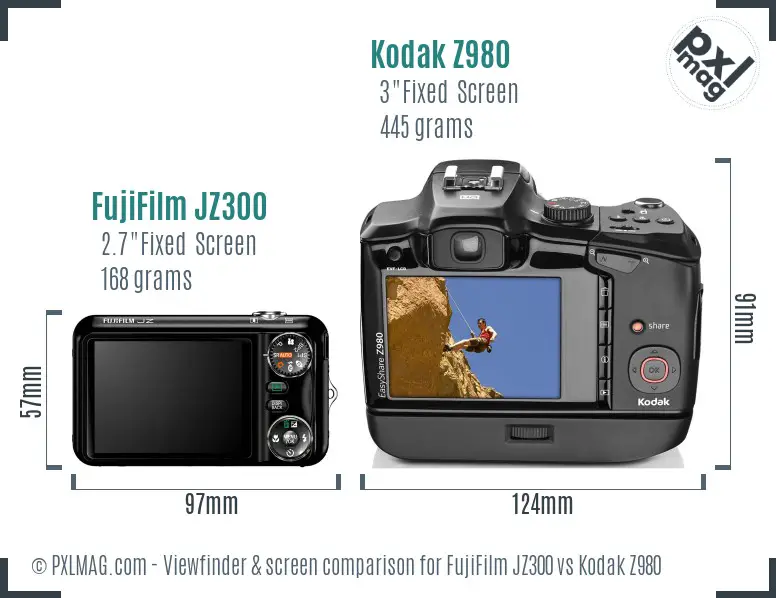 FujiFilm JZ300 vs Kodak Z980 Screen and Viewfinder comparison
